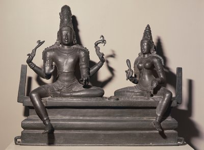 शिव और पार्वती, चोल राजवंश, c.८४६ (कांस्य) द्वारा इंडियन स्कूल