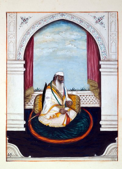 सरदार अतर सिंह, पंजाब के साम्राज्य से, इसके शासकों और प्रमुखों, खंड II, एक अज्ञात भारतीय कलाकार द्वारा 30 वॉटरकलर अध्ययन की मात्रा, c.1840 (कागज पर wc) द्वारा इंडियन स्कूल