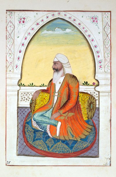 सरदार फ़तेह सिंह, द किंगडम ऑफ़ द पंजाब, उसके शासकों और प्रमुखों से, खंड II, एक अज्ञात भारतीय कलाकार द्वारा 30 वॉटरकलर अध्ययन की मात्रा, c.1840 (कागज पर wc) द्वारा इंडियन स्कूल