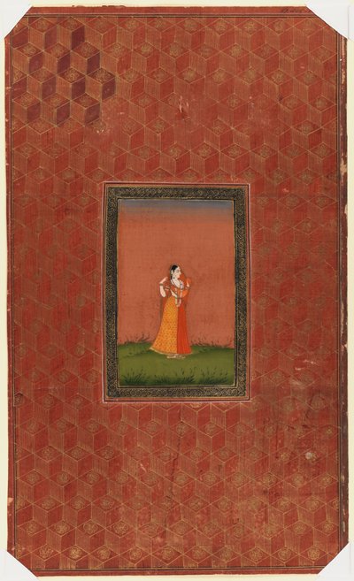 स्थायी महिला, 1875-1900 (कागज पर अपारदर्शी wc और सोना) द्वारा इंडियन स्कूल