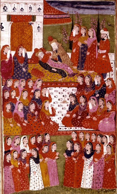अबू बक्र की मौत, हम्ला-ए-हैदरी का चित्रण, मिर्ज़ा मुहम्मद रफ़ी बाज़ी द्वारा 1808 द्वारा इंडियन स्कूल