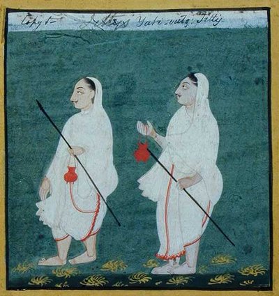 उलझे हुए बालों के साथ दो जैन तपस्वी (जाति) धार्मिक भिक्षु, उदयपुर, c.1810-20 (कागज पर गौचे) द्वारा इंडियन स्कूल