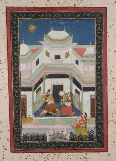 विलावल रागिनी, c.1790 (कागज़ पर सोना, सोने का अलंकरण) द्वारा इंडियन स्कूल