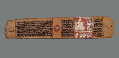 राजीव और लक्ष्मी के साथ विमलपर्व की बातचीत, c.1300 (ताड़ के पत्ते पर अपारदर्शी wc) द्वारा इंडियन स्कूल