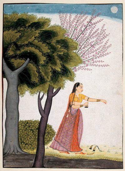 विप्रलभा नयिका, c.1770 (कागज पर अपारदर्शी wc और सोना) द्वारा इंडियन स्कूल