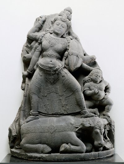 दुर्गा का कत्लेआम Mahisa, c.1300 (ज्वालामुखी पत्थर) द्वारा Indonesian School