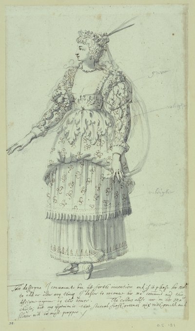 क्लोरिस: हेनरीएटा मारिया के लिए अंतिम स्केच, c.1631 (कागज पर कलम और स्याही) द्वारा Inigo जोन्स
