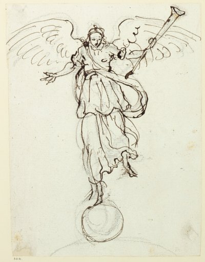 प्रसिद्धि, प्रारंभिक स्केच, c.1631 (कागज पर कलम और स्याही) द्वारा Inigo जोन्स
