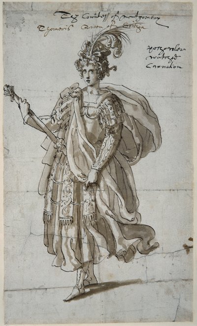 मस्सागेटाई की रानी टोमिरिस, c.1609 (कागज पर कलम और स्याही) द्वारा Inigo जोन्स