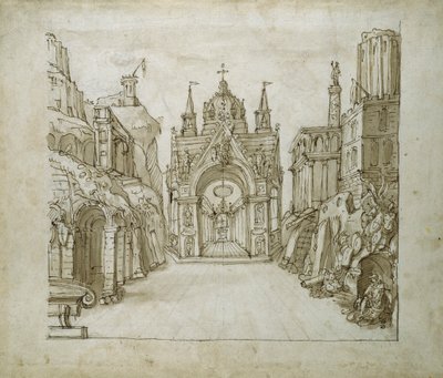 सेंट जॉर्ज पोर्टिको, c.1610 (कागज पर कलम और स्याही) द्वारा Inigo जोन्स