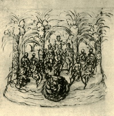 द मैरीटाइम रथ जिसमें द क्वीन एंड मस्कर्स शामिल हैं, c1635, 1942। द्वारा Inigo जोन्स