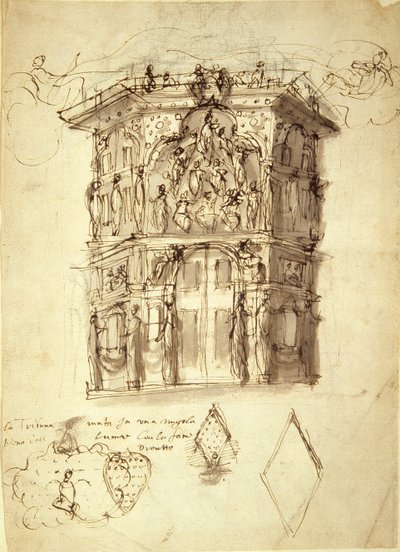 द मास्क ऑफ़ क्वींस, सीन 2: द हाउस ऑफ़ फ़ेम, c.1609 (कागज पर कलम और स्याही) द्वारा Inigo जोन्स