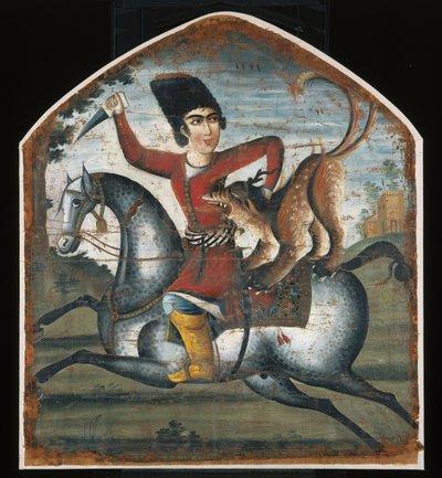 18 वीं शताब्दी के मध्य में शिकारी जानवर पर हमला, एक पौराणिक जानवर (200943 देखें) द्वारा ईरानी स्कूल