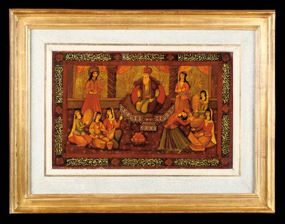 चित्रित पैनलों की एक जोड़ी में से एक, काजर ईरान द्वारा ईरानी स्कूल