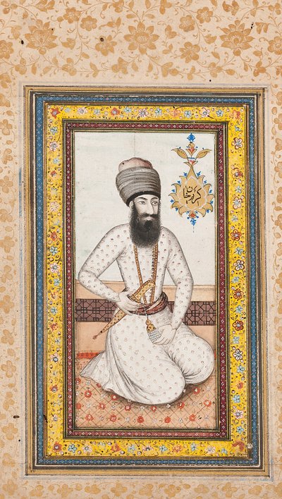 करीम खान ज़ैंड का पोट्रेट, नादिर शाह, क़ज़र ईरान के साथ एक जोड़ी द्वारा ईरानी स्कूल