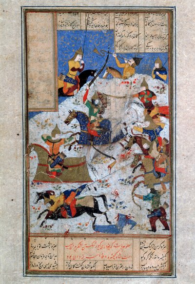 16 वीं शताब्दी में ईरानियों और तूरानियों के बीच लड़ाई। द्वारा ईरानी मास्टर।