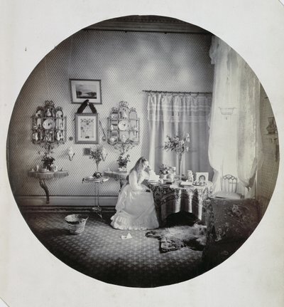 मक्रॉस हाउस का इंटीरियर, c.1865 (एल्बम प्रिंट) द्वारा आयरिश फोटोग्राफर