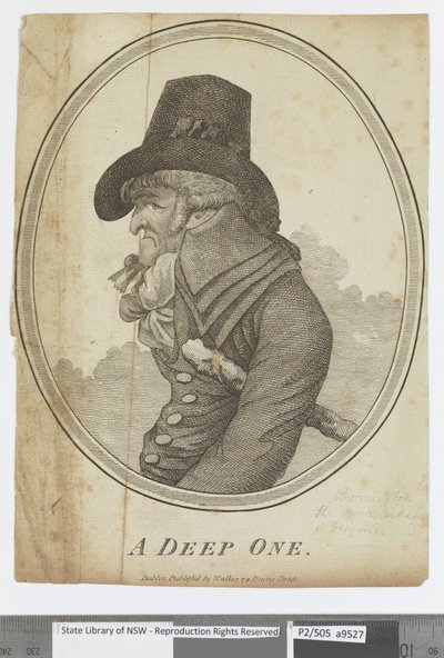 'ए डीप वन' [जॉर्ज बैरिंगटन का चित्र], c.1800 (उत्कीर्णन) द्वारा आयरिश स्कूल