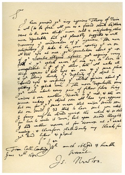 20 जून 1682 को सर इस्साक न्यूटन से विलियम ब्रिग्स का पत्र। द्वारा आइजैक न्यूटन