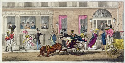 फिशमॉन्गर्स हॉल का बाहरी हिस्सा, एक नियमित ब्रेक डाउन, 1824 (एक्वाटिंट) द्वारा आइजैक रॉबर्ट क्रूइशांक