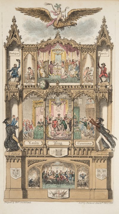 फ्रंटस्पाईल, द इंग्लिश स्पाई, पब से। 1824 (हाथ के रंग का उत्कीर्णन) द्वारा आइजैक रॉबर्ट क्रूइशांक
