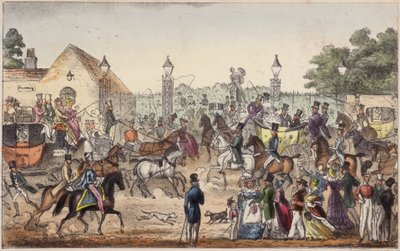 कॉकनी लैंड का आगमन, या पश्चिमी प्रवेश (रंगीन उत्कीर्णन) द्वारा आइजैक रॉबर्ट क्रूइशांक