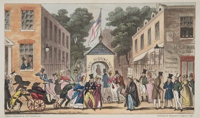 द रॉयल, स्पेल्थम या स्पास्मोडिक स्पा स्पा वाटर्स से द इंग्लिश स्पाई, पब। 1824 (हाथ के रंग का उत्कीर्णन) द्वारा आइजैक रॉबर्ट क्रूइशांक