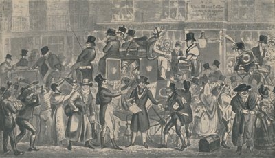आउट ऑफ व्हाइट हॉर्स सेलर, पिकाडिली, 1821, 1920। कलाकार: आइजैक रॉबर्ट क्रूइशांक, जॉर्ज क्रूशांक। द्वारा इसहाक, रॉबर्ट और जॉर्ज क्रूशांक
