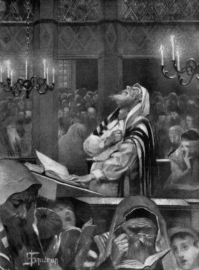 एक आराधनालय में दृश्य, प्रायश्चित का महान दिन, 6 अक्टूबर 1897 द्वारा इसहाक स्नोमैन