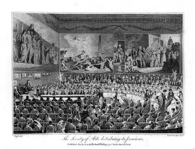 कला का समाज अपने प्रीमियम, 1804 का वितरण करता है द्वारा इसहाक टेलर