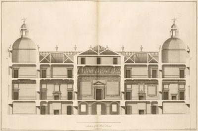 ह्यूटन हॉल: पियरे फोरड्रिनियर, 1735 द्वारा उकेरा गया पश्चिम का खंड द्वारा इसहाक वेयर