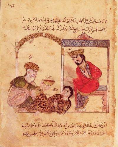 सुश्रीअर्बे 3465 fol.78 एक चिकित्सा परामर्श, बुक ऑफ कालिला और डिमना से द्वारा इस्लामी स्कूल