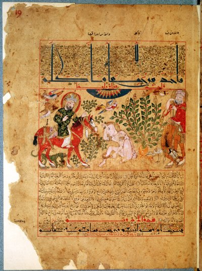 सुश्री अराबे 2964 fol.19 डॉक्टर एनोरोमैचस ने अपने भाई को सांप द्वारा काटे जाने का इलाज करते हुए, गैलेन, 1217 के बाद थेरिक के उपचार से द्वारा इस्लामी स्कूल