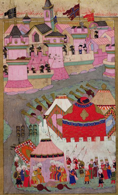 सुलेमान I (1494-1566) द्वारा विएना के TSM H.1524 घेराबंदी, 1529 में लोकमान द्वारा &39;हुनरनाम&39; से, 1588 द्वारा इस्लामी स्कूल