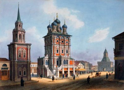 मॉस्को के इलिनका स्ट्रीट में सेंट निकोलस चर्च, 1840 के दशक में द्वारा आइसोडोर लॉरेंट डेरॉय