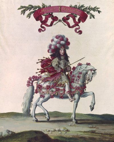 फिलिप I (1640-1701) ड्यूक ऑफ ओरलिस के राजा के रूप में ड्यूक ऑफ ऑरलियन्स, 5 जून 1662 को तुलसी के सामने लुई XIV (1638-1715) द्वारा हिंडोला का हिस्सा द्वारा इज़राइल सिल्वेस्ट्रे द यंगर