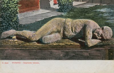 पोम्पेई में संग्रहालय में जमे हुए मानव। 1913 में पोस्टकार्ड भेजा गया। द्वारा इतालवी फोटोग्राफर