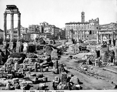 रोमन फोरम का दृश्य, c.1890 द्वारा इतालवी फोटोग्राफर