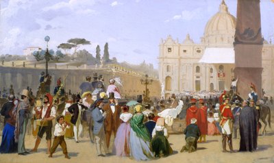 सेंट पीटर्स की बालकनी से पायस IX का आशीर्वाद, c.1846-78 द्वारा इतालवी स्कूल