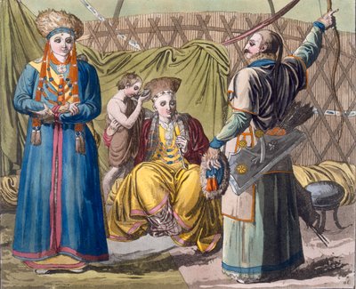 कॉट्यूम देई से एक इंटीरियर में बरात परिवार ... गिउलिओ फेरेरियो द्वारा, c.1820s-30s (हाथ से रंग का लिथो) द्वारा इतालवी स्कूल