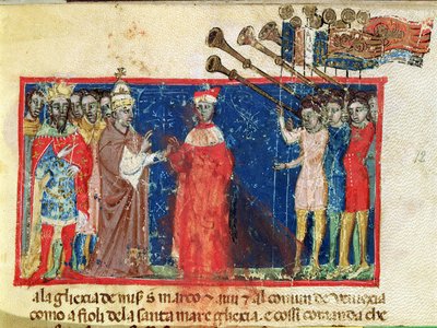 कोडेक्स संवाददाता I 383 डोगे सेबेस्टियानी ज़ियानी को पोप अलेक्जेंडर III (1159-81) और सम्राट फ्रेडरिक बारब्रोसा (c.1123-90) से एक याचिका प्राप्त होती है द्वारा इतालवी स्कूल
