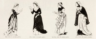 वेर्डी द्वारा ओपेरा फालस्टाफ की वेशभूषा LIllustrazione Italiana, XX, N. 8, 19 फरवरी, 1493 से द्वारा इतालवी स्कूल