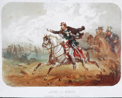 क्रीमी युद्ध: कमांडर अल्फोंसो फेरेरो ला मरमोरा (1804-1878) का प्रभार। प्रिंट करें। 19वीं सदी का निजी संग्रह द्वारा इतालवी स्कूल