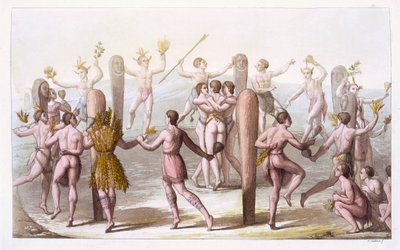 वर्जीनिया के मूल निवासियों के नृत्य, c.1820 द्वारा इतालवी स्कूल