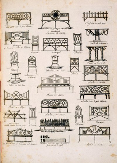 JG Grohmann द्वारा बगीचे की सीटों के लिए डिजाइन, एक संकलन के चित्र से, 1805 प्रकाशित द्वारा इतालवी स्कूल