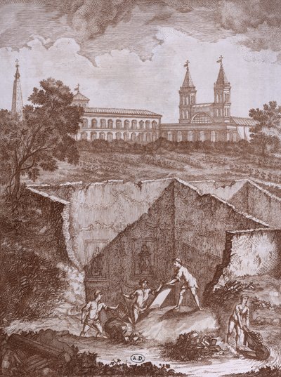 1780 में रोम में एक सभा और फ्रेस्को की खोज, 1780 में एक खोज के दौरान प्राचीन चित्रों से प्राप्त चित्र, रोम 1783 में प्रकाशित द्वारा इतालवी स्कूल