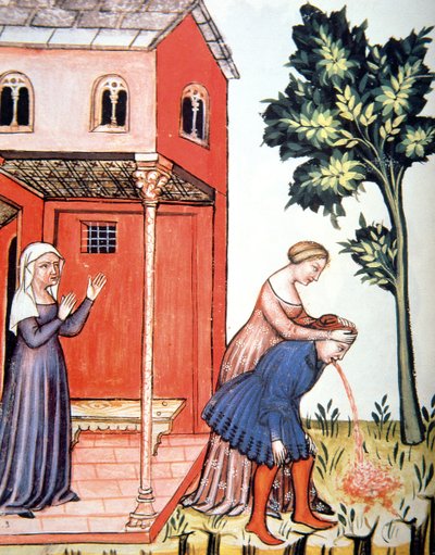 Fol.99v थ्रोइंग अप, टैकुइनम सैंटियाटिस कोडेक्स विंडोबोनेंसिस से चित्रण द्वारा इतालवी स्कूल