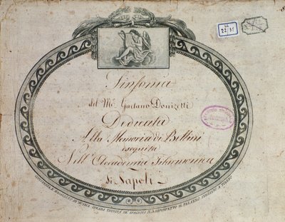 गेटानो डोनिज़ेट्टी (1797-1848) द्वारा "ई फ्लैट मेजर में सिम्फनी: बेलिनी की स्मृति को समर्पित" का फ्रंटपीस विवरण। द्वारा इतालवी स्कूल