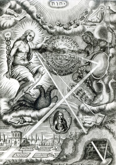 प्रकाश और छाया की महान कला frontispiece, Athanasius Kircher (1601-1680), रोम, 1646 से द्वारा इतालवी स्कूल