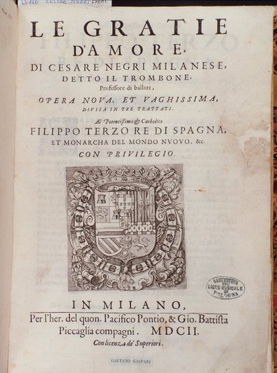 इटालियन डांसर सेरेस नेग्री ने द ट्रॉम्बोन (1536-1604), डांस पर संधि के बारे में बताया कि ले ग्रैटी डामोर (द ग्रेसेस ऑफ लव) द्वारा इतालवी स्कूल